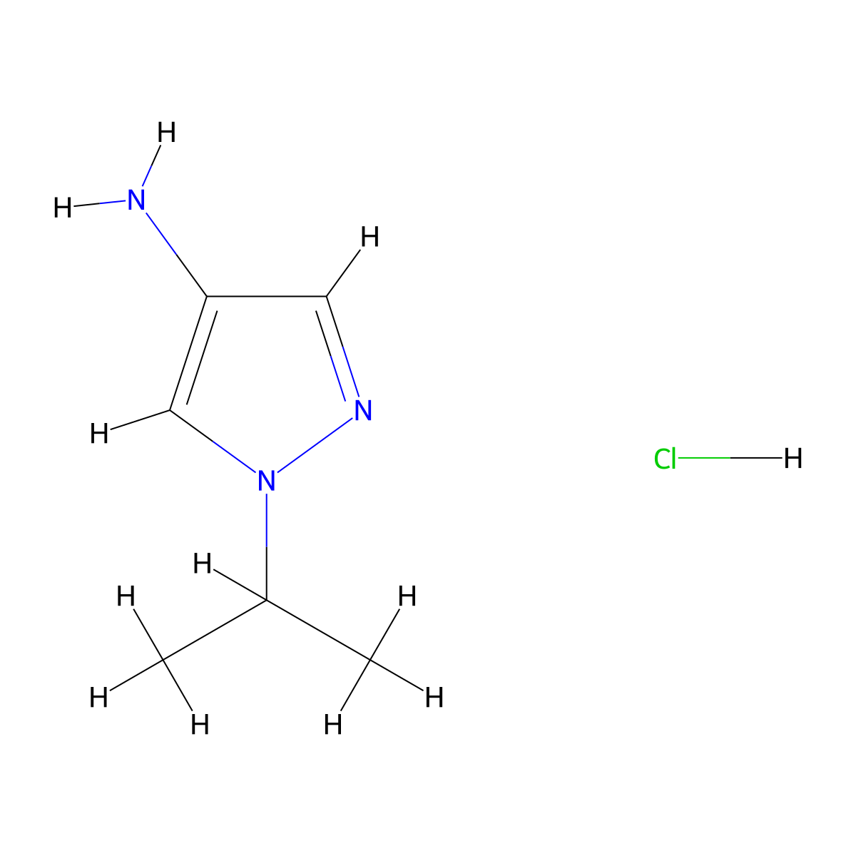 1-Isopropyl-1H-pyrazol-4-amine hydrochloride molecular structure, CAS 1185293-23-5