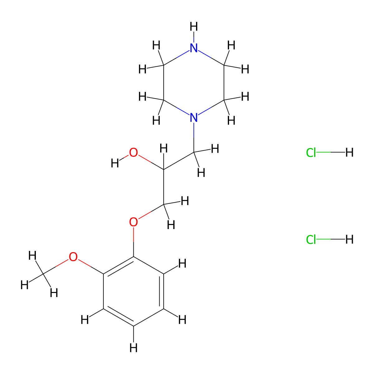 1-(2-Methoxyphenoxy)-3-(piperazin-1-yl)propan-2-ol dihydrochloride molecular structure, CAS 1185293-30-4