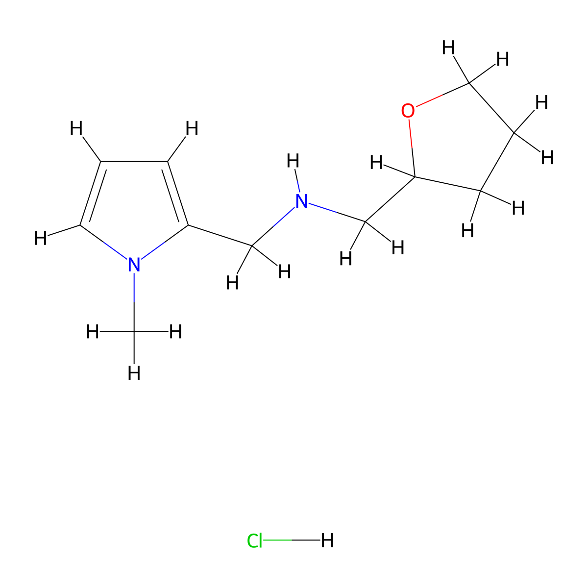 (1-Methyl-1H-pyrrol-2-ylmethyl)-(tetrahydro-furan-2-ylmethyl)-amine hydrochloride molecular structure, CAS 1185293-35-9