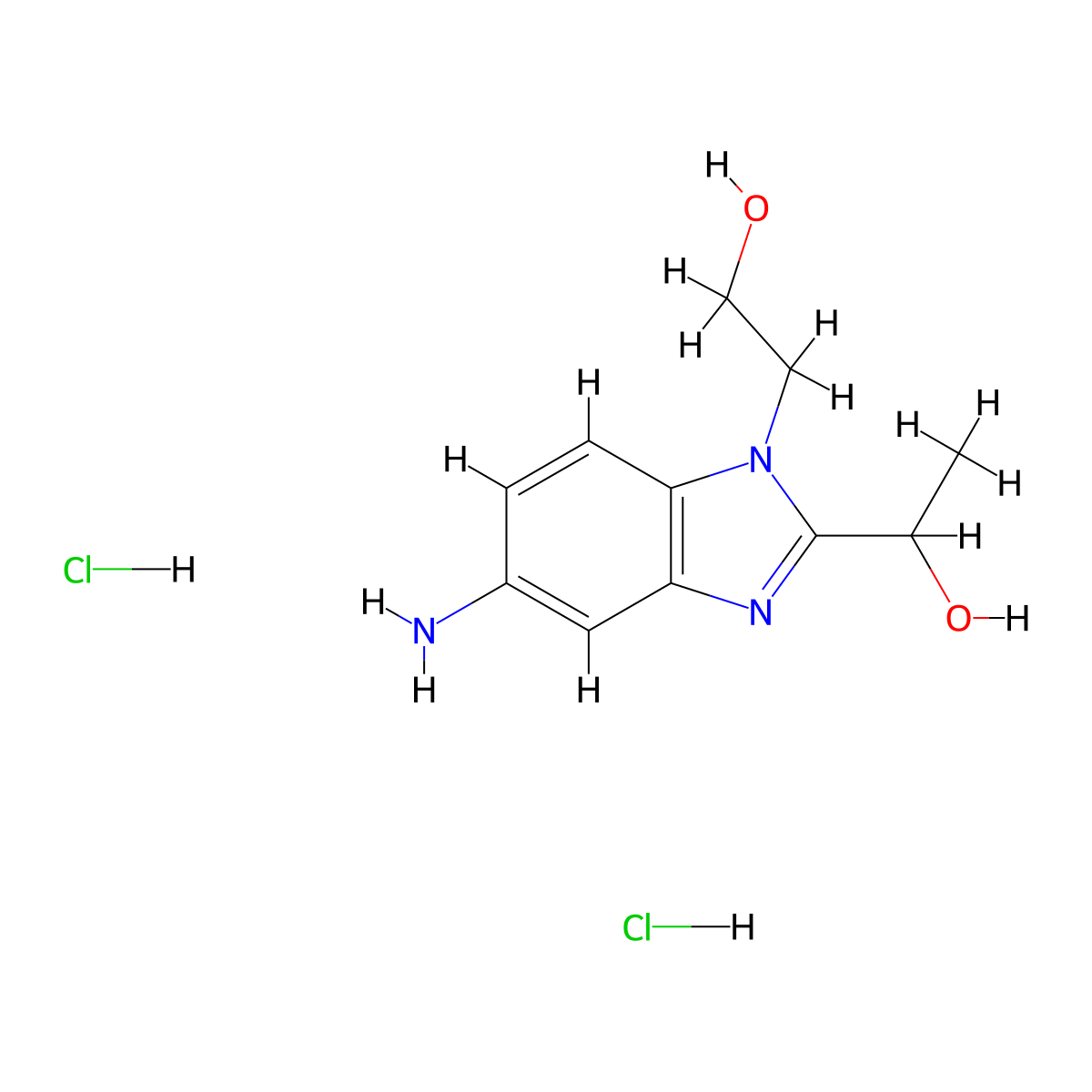 1-[5-Amino-1-(2-hydroxy-ethyl)-1H-benzoimidazol-2-YL]-ethanol dihydrochloride molecular structure, CAS 1185293-40-6