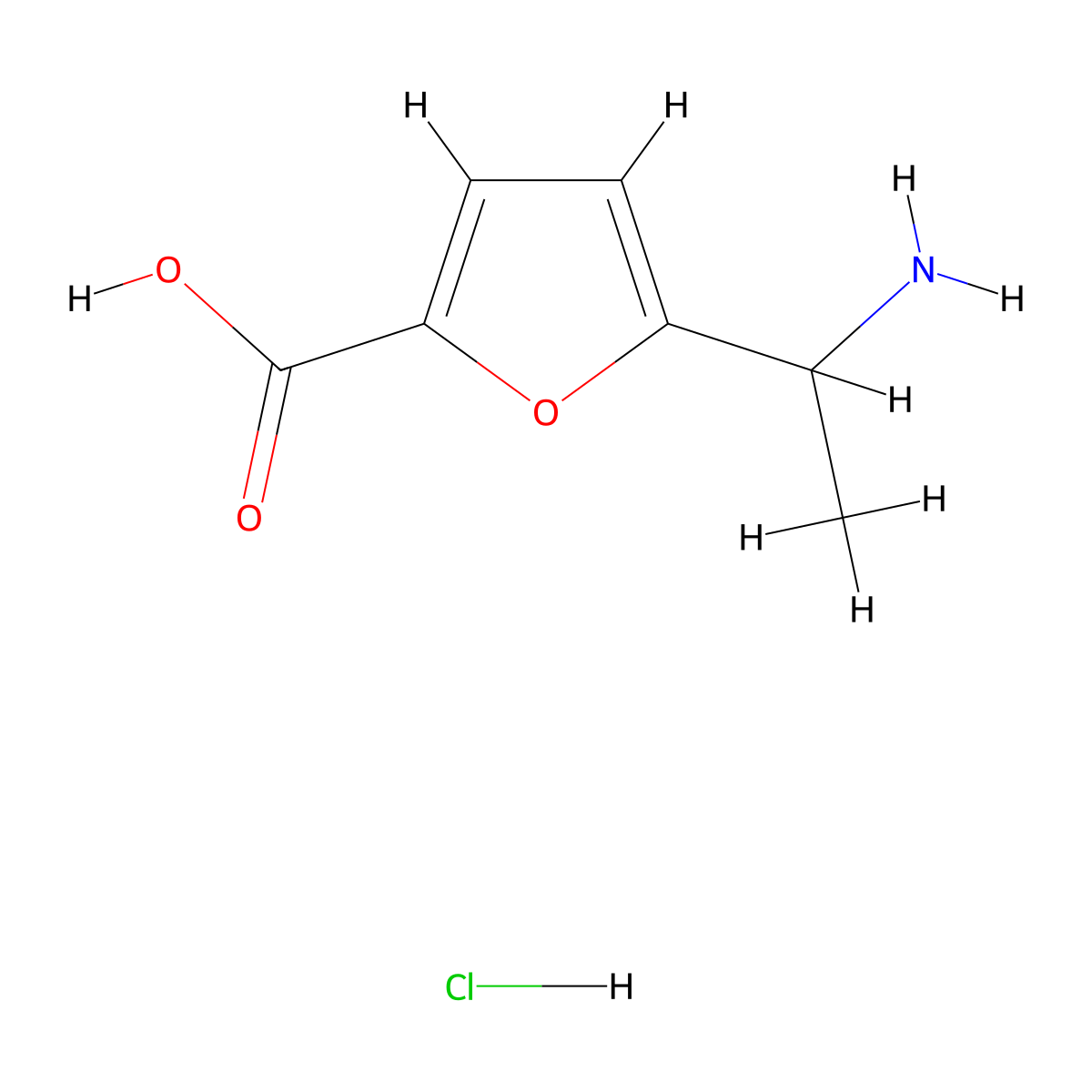 5-(1-Amino-ethyl)-furan-2-carboxylic acid hydrochloride molecular structure, CAS 1185293-41-7