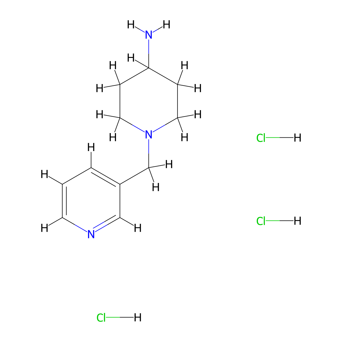 1-(Pyridin-3-ylmethyl)piperidin-4-amine trihydrochloride molecular structure, CAS 1185293-43-9