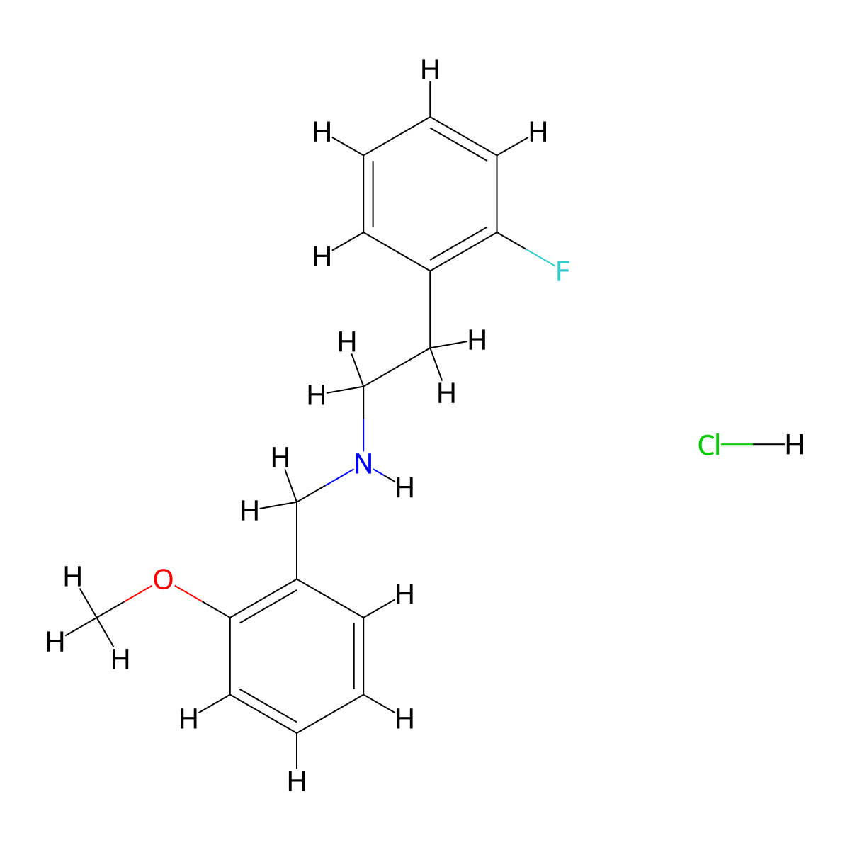 [2-(2-Fluoro-phenyl)-ethyl]-(2-methoxy-benzyl)-amine hydrochloride molecular structure, CAS 1185293-47-3