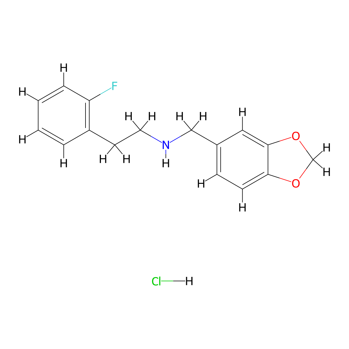 Benzo[1,3]dioxol-5-ylmethyl-[2-(2-fluoro-phenyl)-ethyl]-amine hydrochloride molecular structure, CAS 1185293-50-8