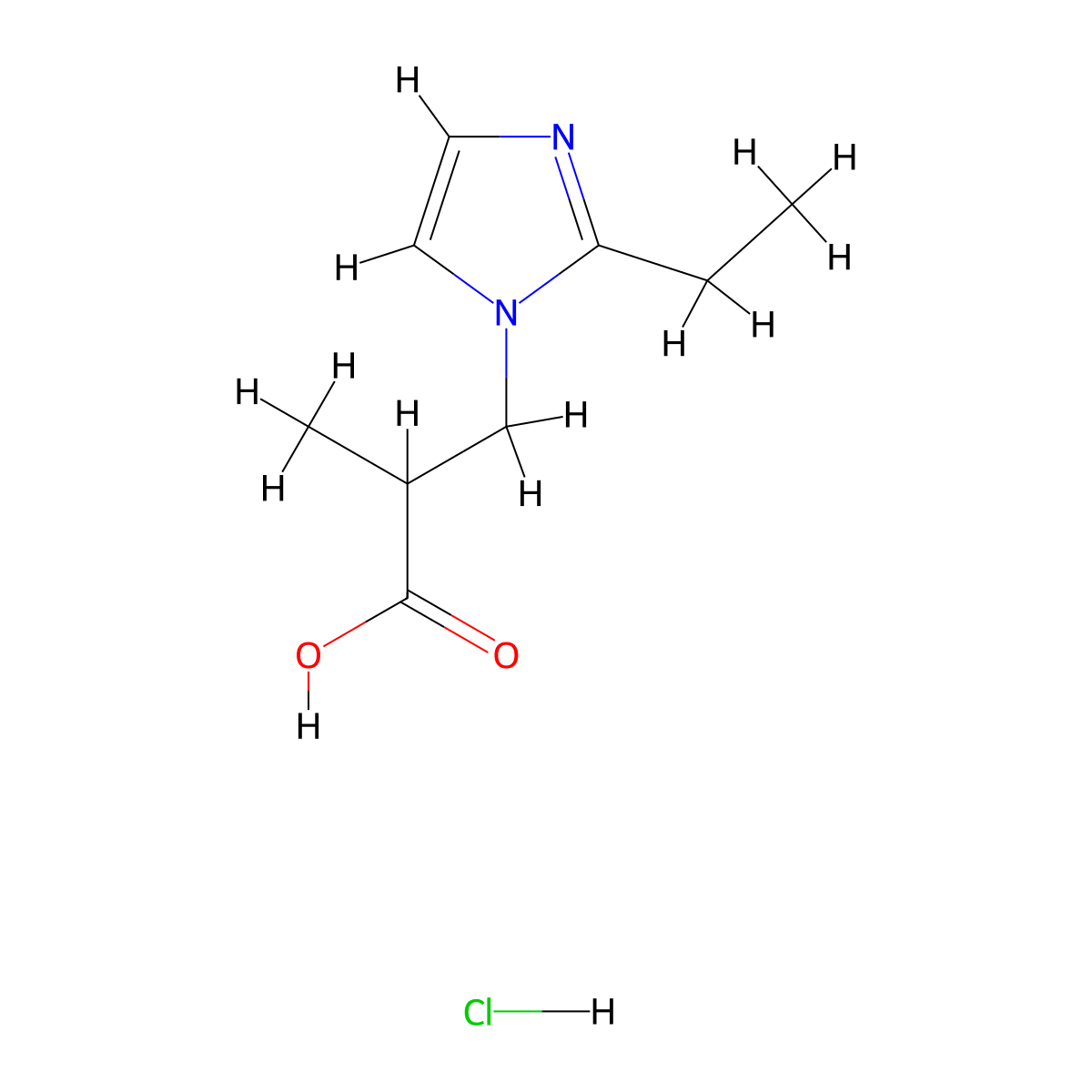 3-(2-Ethyl-imidazol-1-yl)-2-methyl-propionic acid hydrochloride molecular structure, CAS 1185293-54-2