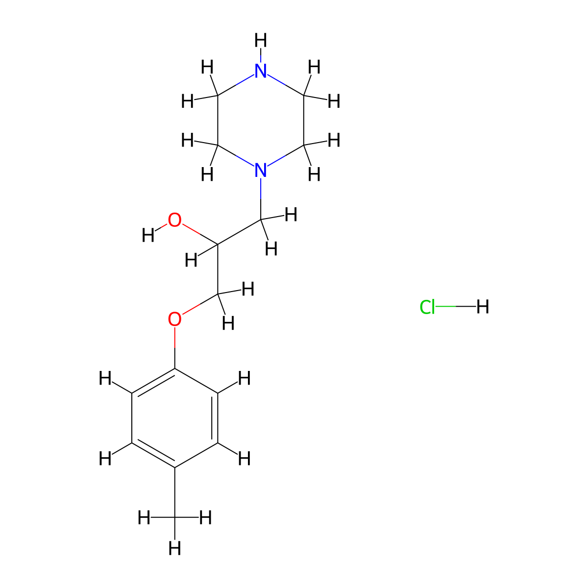 1-Piperazin-1-yl-3-p-tolyloxy-propan-2-ol hydrochloride molecular structure, CAS 1185293-60-0
