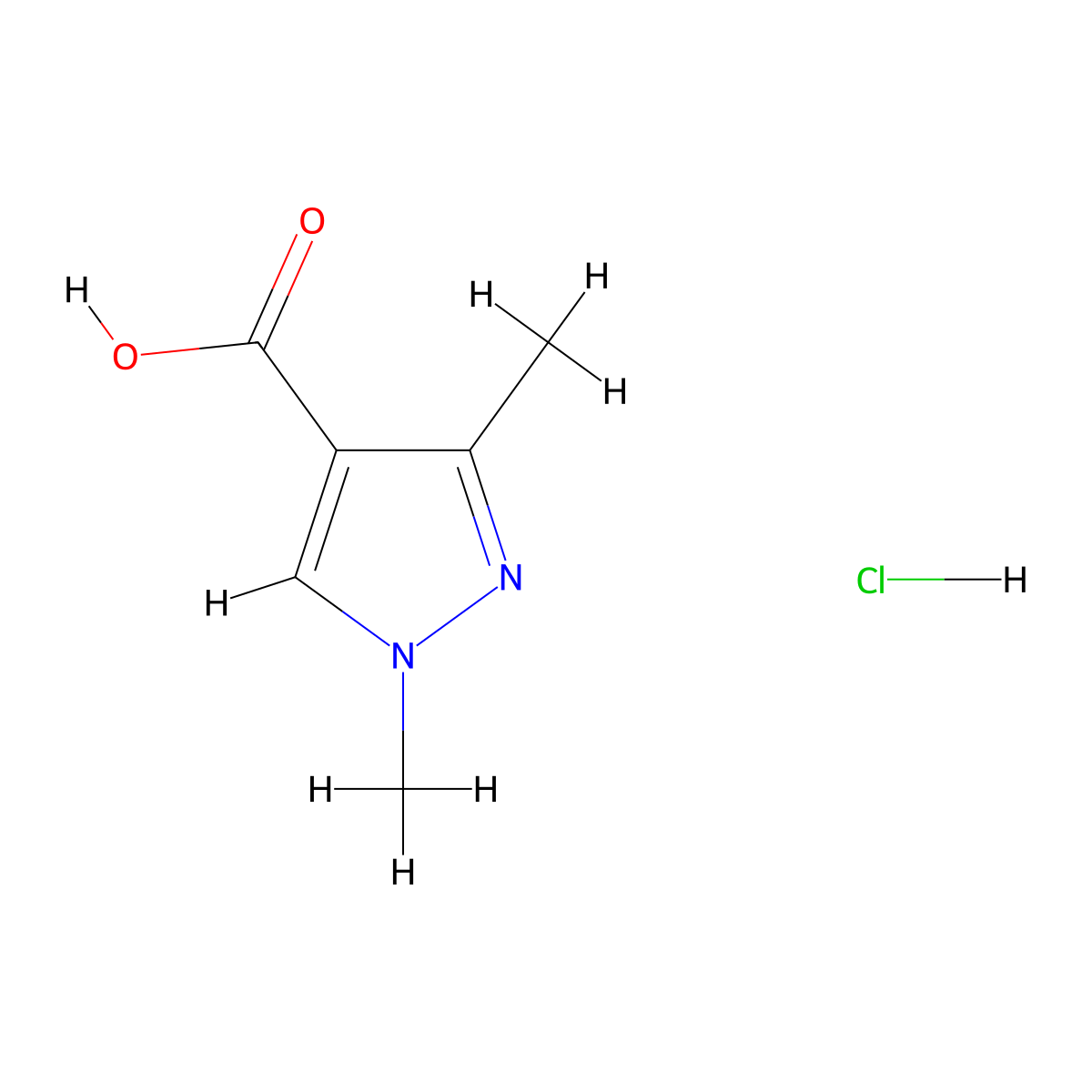 1,3-Dimethyl-1H-pyrazole-4-carboxylic acid hydrochloride molecular structure, CAS 1185293-73-5