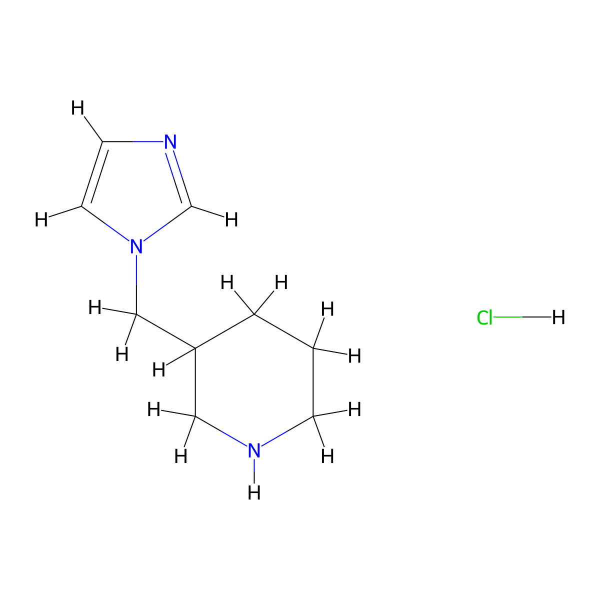3-Imidazol-1-ylmethyl-piperidine hydrochloride molecular structure, CAS 1185293-78-0