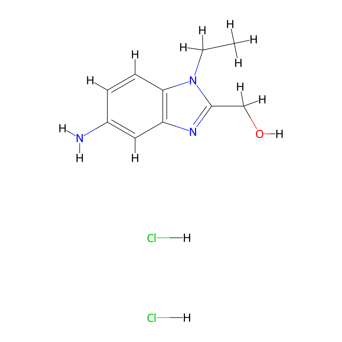 (5-Amino-1-ethyl-1h-benzoimidazol-2-yl)-methanol dihydrochloride molecular structure, CAS 1185293-79-1