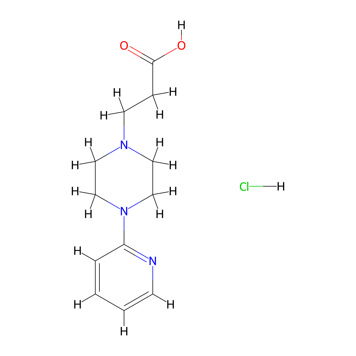 3-(4-Pyridin-2-YL-piperazin-1-YL)-propionic acid hydrochloride molecular structure, CAS 1185293-81-5