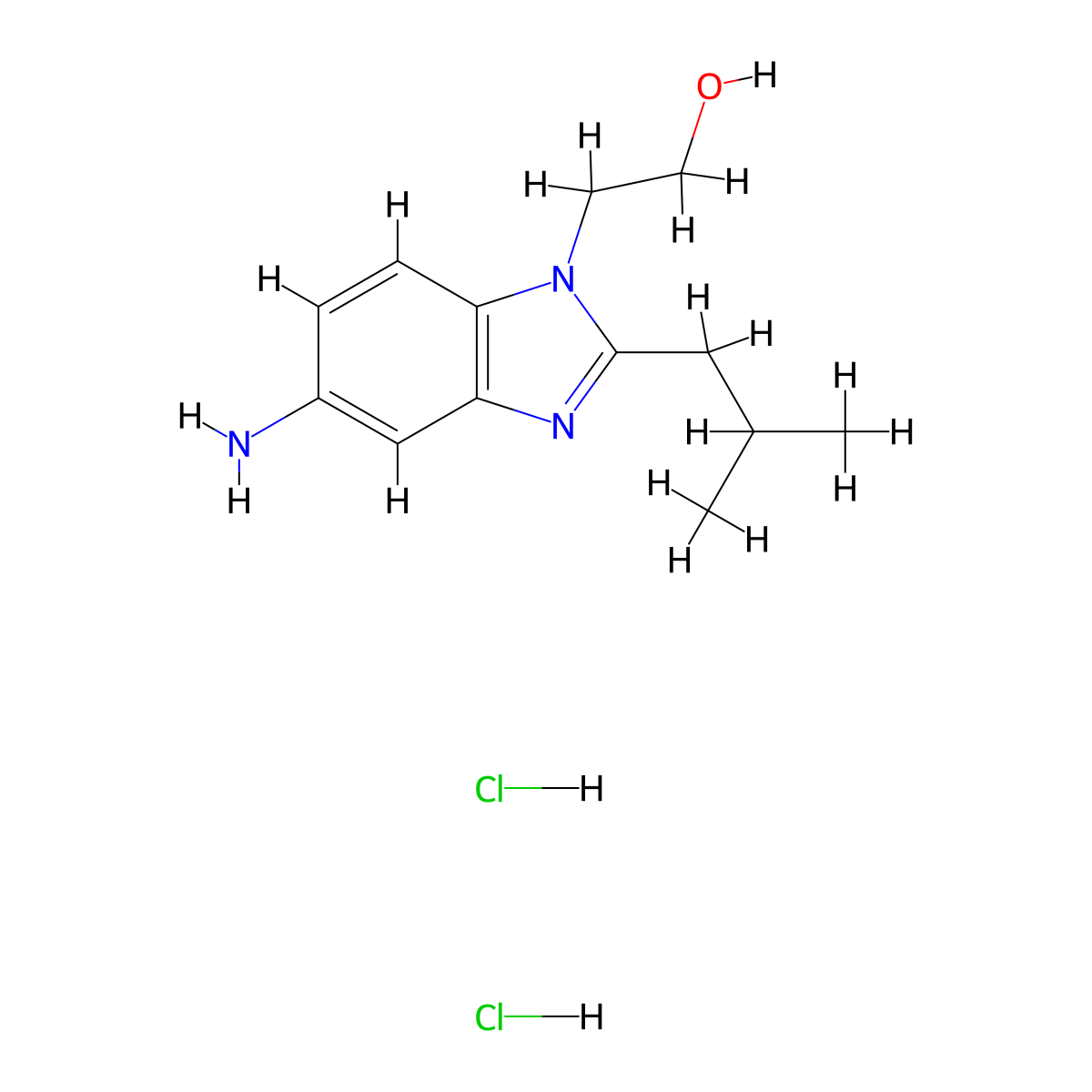 2-(5-Amino-2-isobutyl-benzoimidazol-1-yl)-ethanol dihydrochloride molecular structure, CAS 1185293-89-3