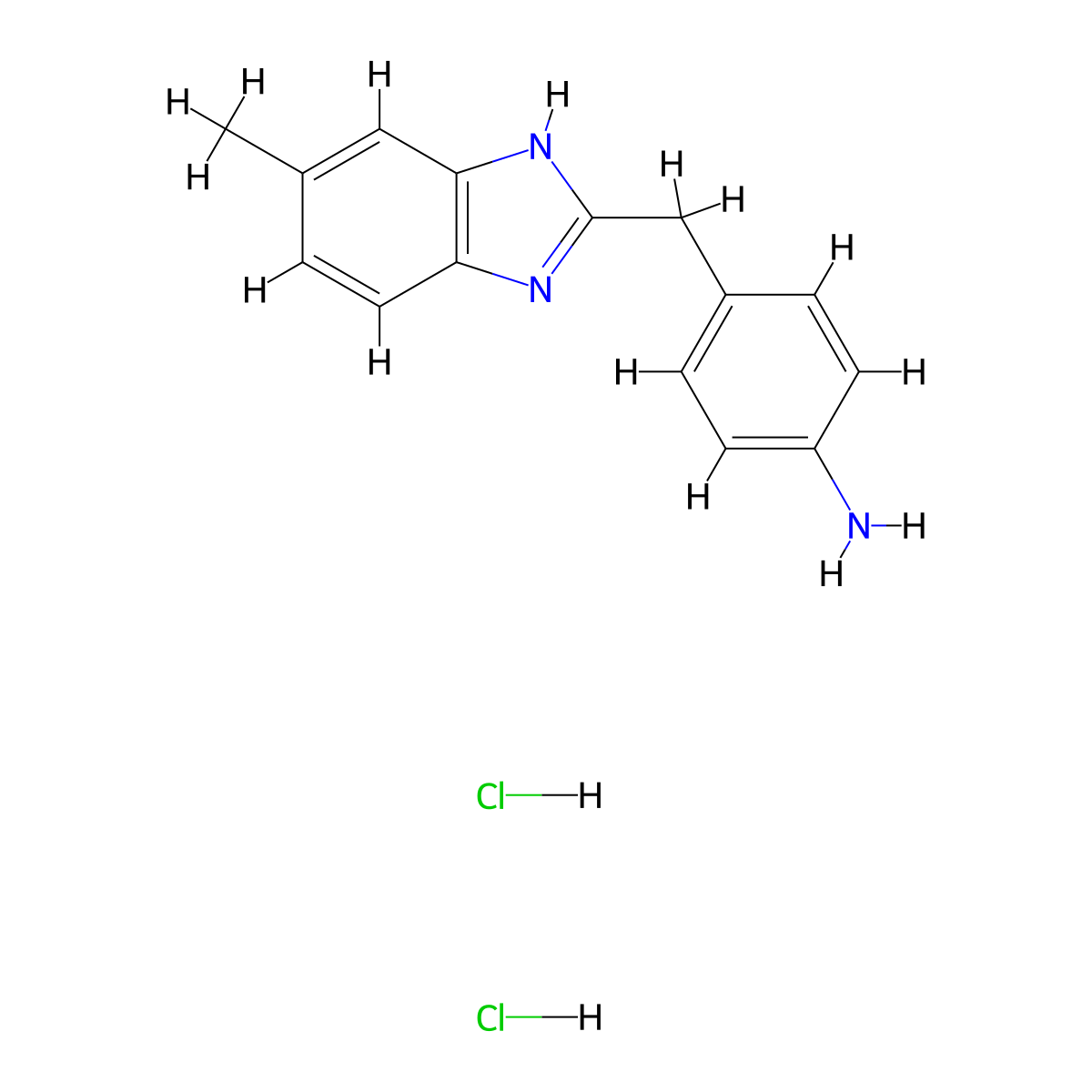 4-(5-Methyl-1H-Benzoimidazol-2-Ylmethyl)-Phenylamine Dihydrochloride molecular structure, CAS 1185293-91-7