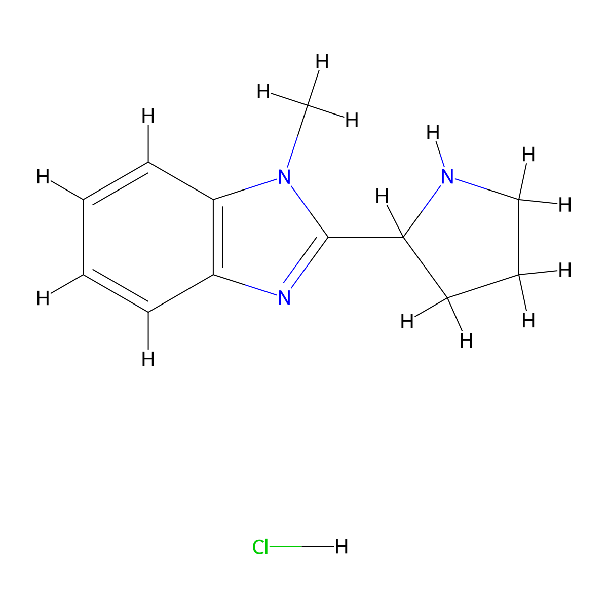 1-Methyl-2-(2-pyrrolidinyl)-1H-benzimidazole hydrochloride molecular structure, CAS 1185293-95-1