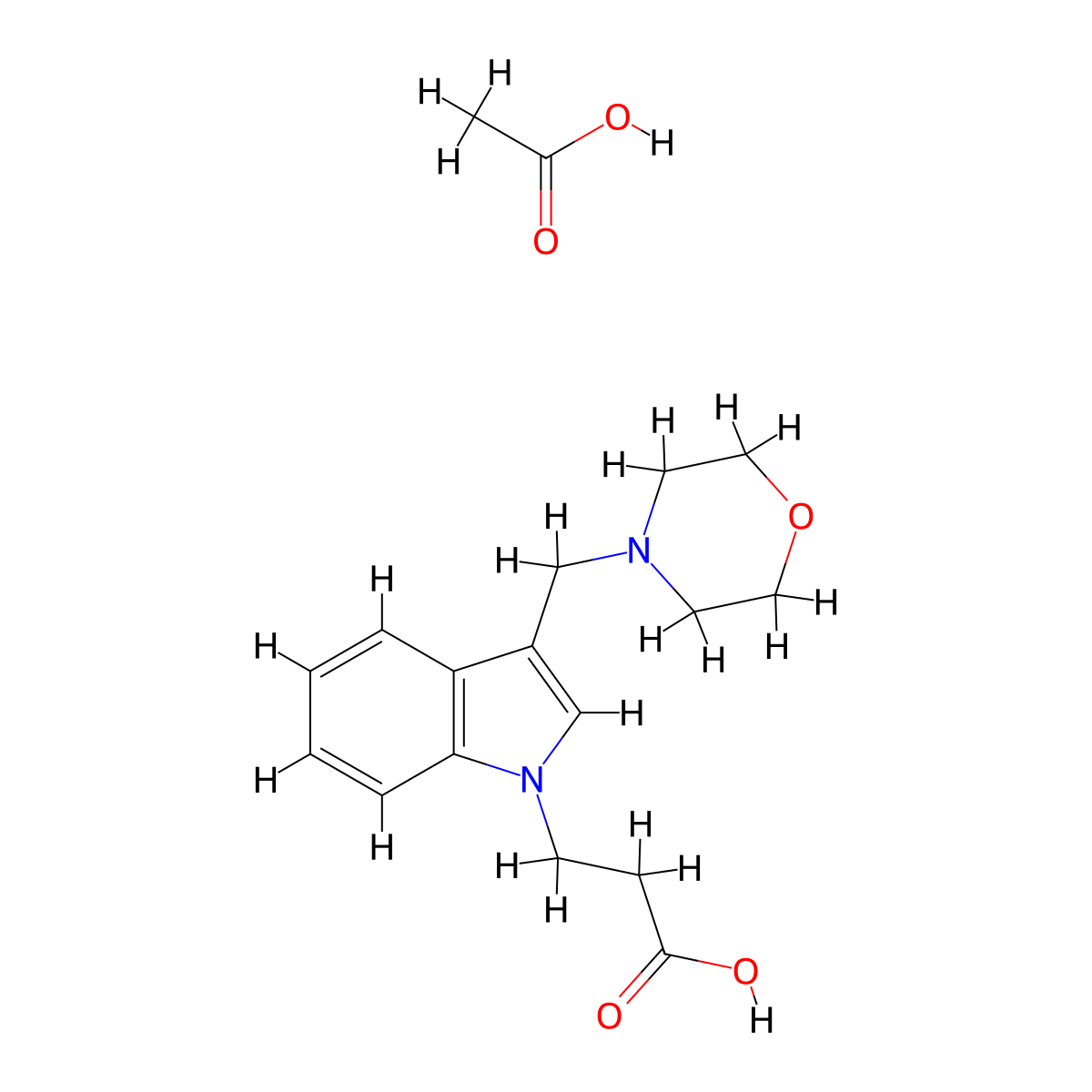 3-(3-Morpholin-4-ylmethyl-indol-1-YL)-propionic acid acetate molecular structure, CAS 1185294-02-3