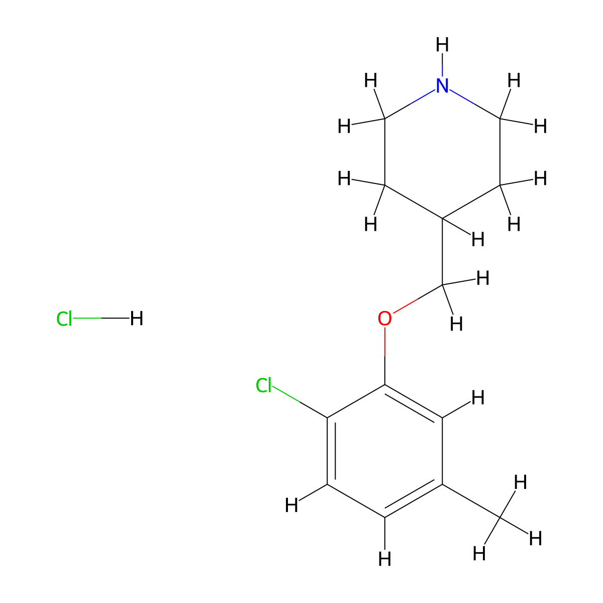 2-Chloro-5-methylphenyl 4-piperidinylmethyl ether hydrochloride molecular structure, CAS 1185294-10-3