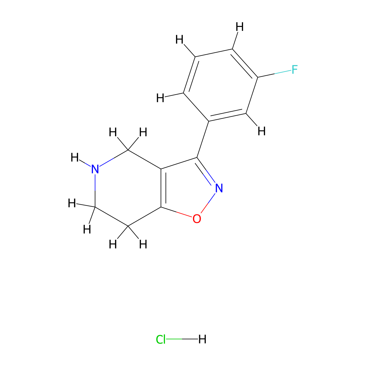 3-(3-Fluoro-phenyl)-4,5,6,7-tetrahydro-isoxazolo-[4,5-c]pyridine hydrochloride molecular structure, CAS 1185294-15-8