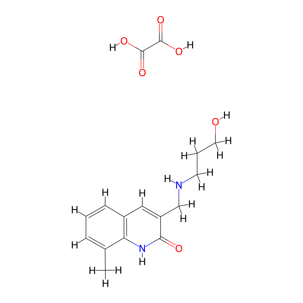 3-[(3-Hydroxy-propylamino)-methyl]-8-methyl-1H-quinolin-2-one oxalate molecular structure, CAS 1185294-23-8
