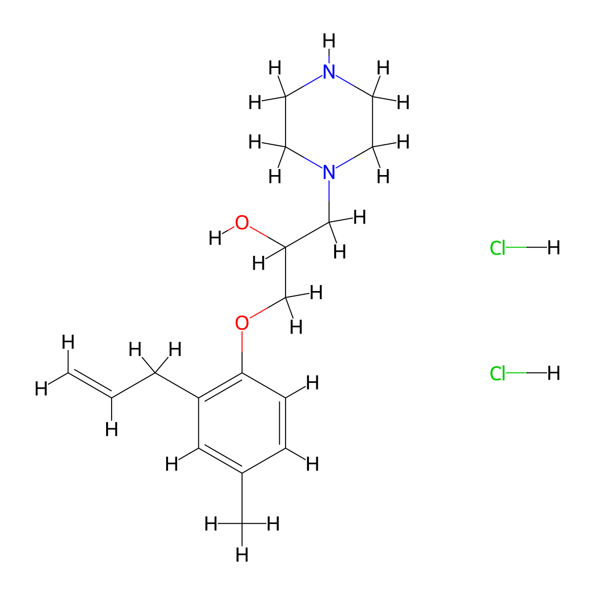 1-(2-Allyl-4-methyl-phenoxy)-3-piperazin-1-yl-propan-2-ol dihydrochloride molecular structure, CAS 1185294-30-7