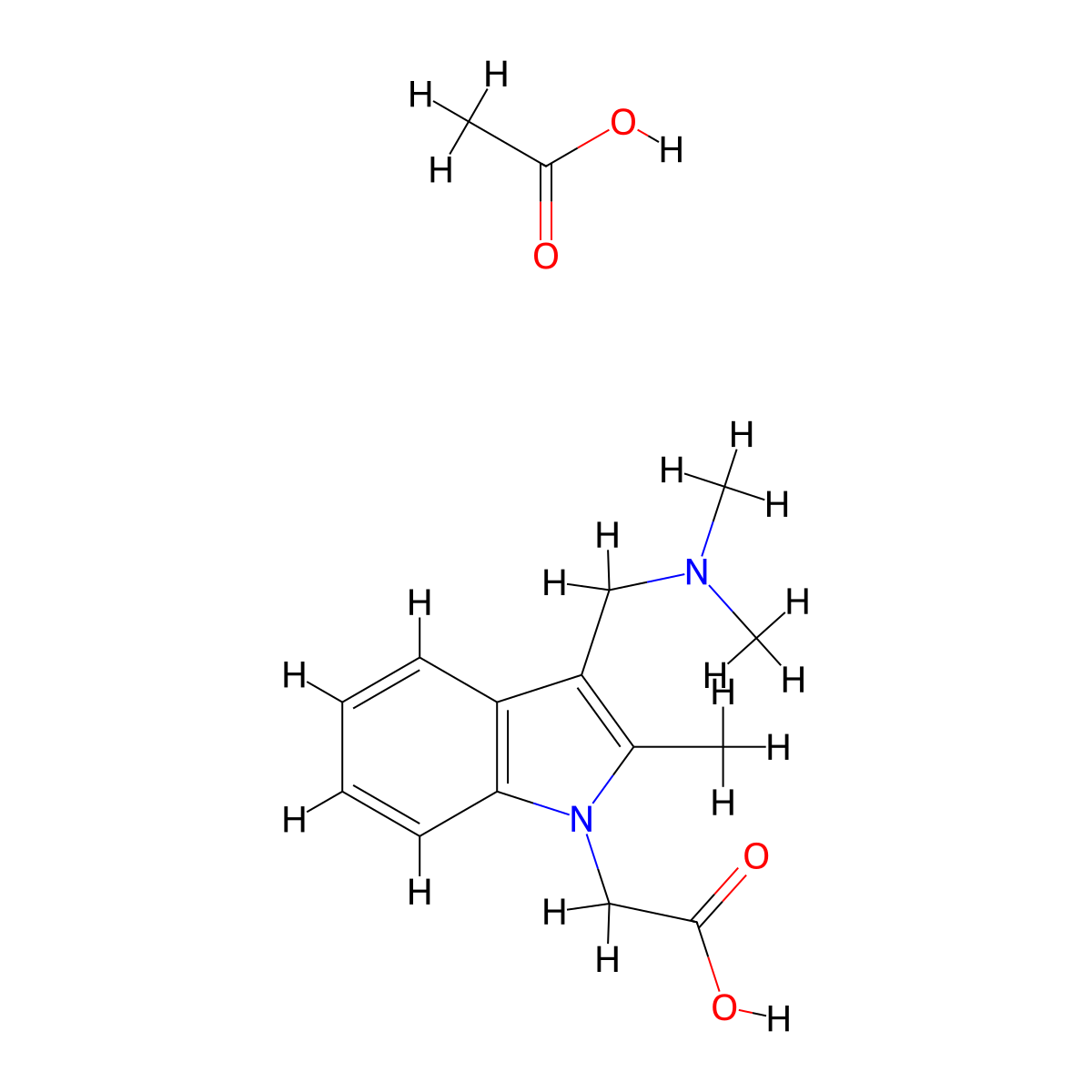 (3-Dimethylaminomethyl-2-methyl-indol-1-YL)-acetic acid acetate molecular structure, CAS 1185294-31-8