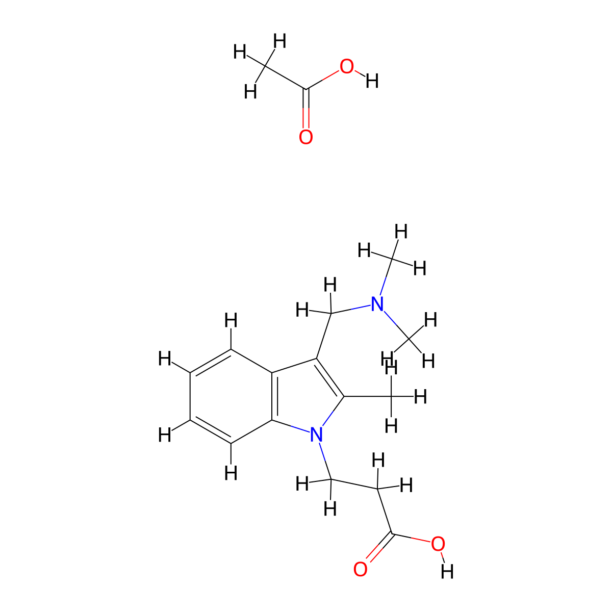 3-(3-Dimethylaminomethyl-2-methyl-indol-1-YL)-propionic acid acetate molecular structure, CAS 1185294-35-2