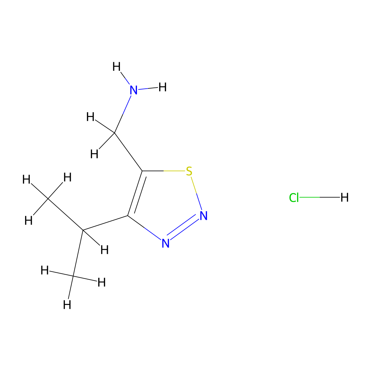 (4-Isopropyl-1,2,3-thiadiazol-5-yl)methanamine hydrochloride molecular structure, CAS 1185294-37-4