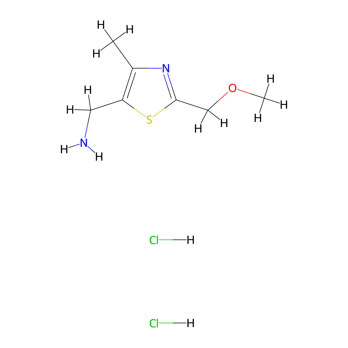 [2-(Methoxymethyl)-4-methyl-1,3-thiazol-5-yl]-methylamine dihydrochloride molecular structure, CAS 1185294-40-9