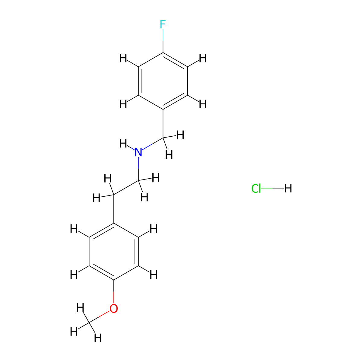 N-(4-Fluorobenzyl)-2-(4-methoxyphenyl)ethanamine hydrochloride molecular structure, CAS 1185294-42-1