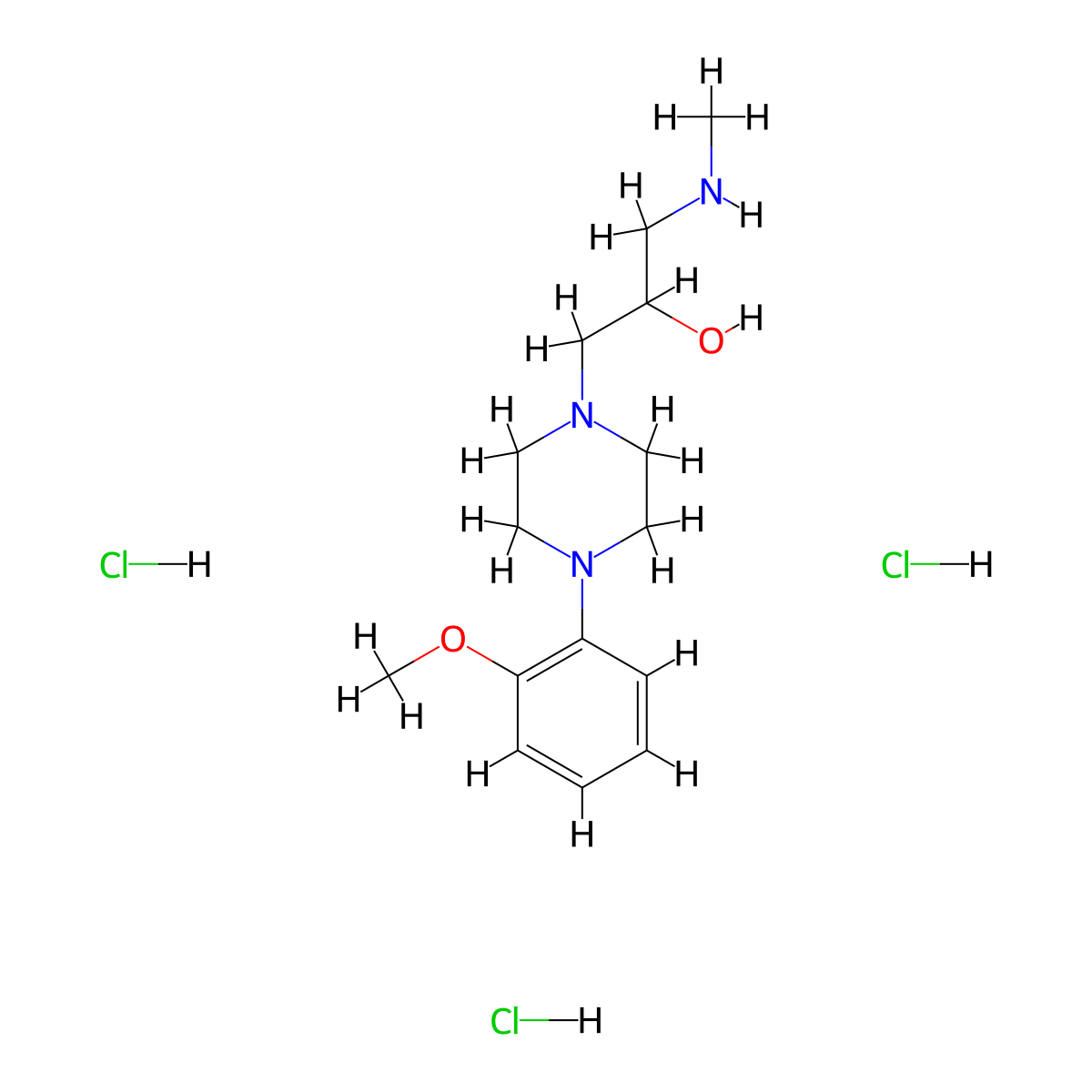 1-[4-(2-Methoxy-phenyl)-piperazin-1-YL]-3-methyl-amino-propan-2-OL trihydrochloride molecular structure, CAS 1185294-46-5