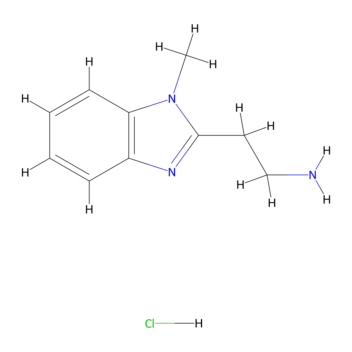 2-(1-methyl-1H-benzimidazol-2-yl)ethanamine hydrochloride molecular structure, CAS 1185294-55-6