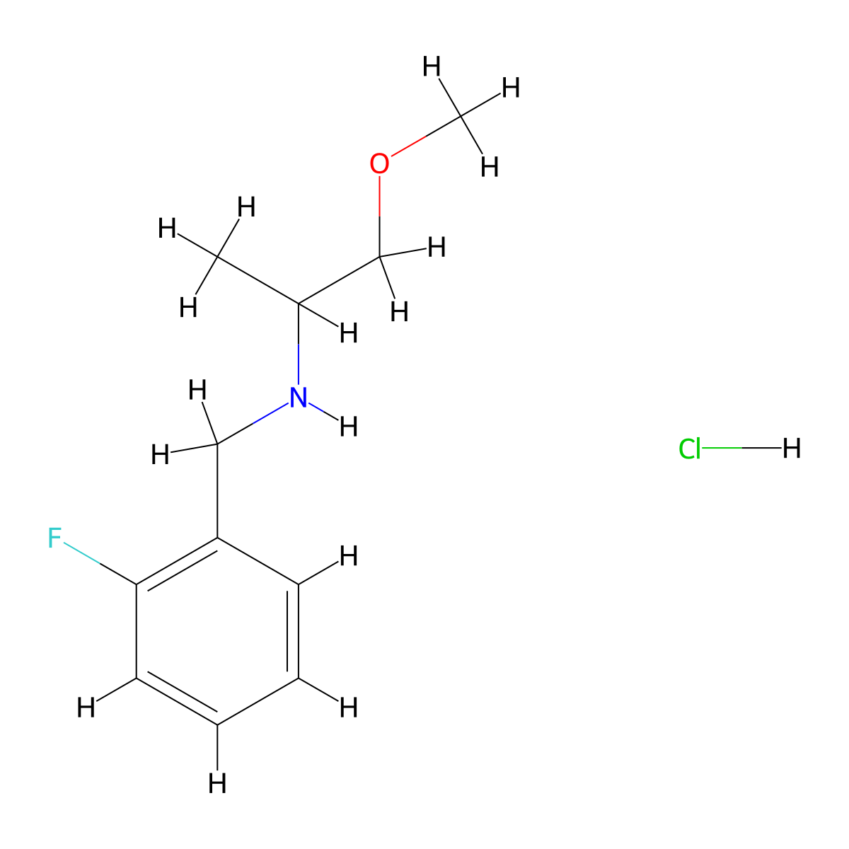 N-(2-Fluorobenzyl)-1-methoxy-2-propanamine hydrochloride molecular structure, CAS 1185294-62-5