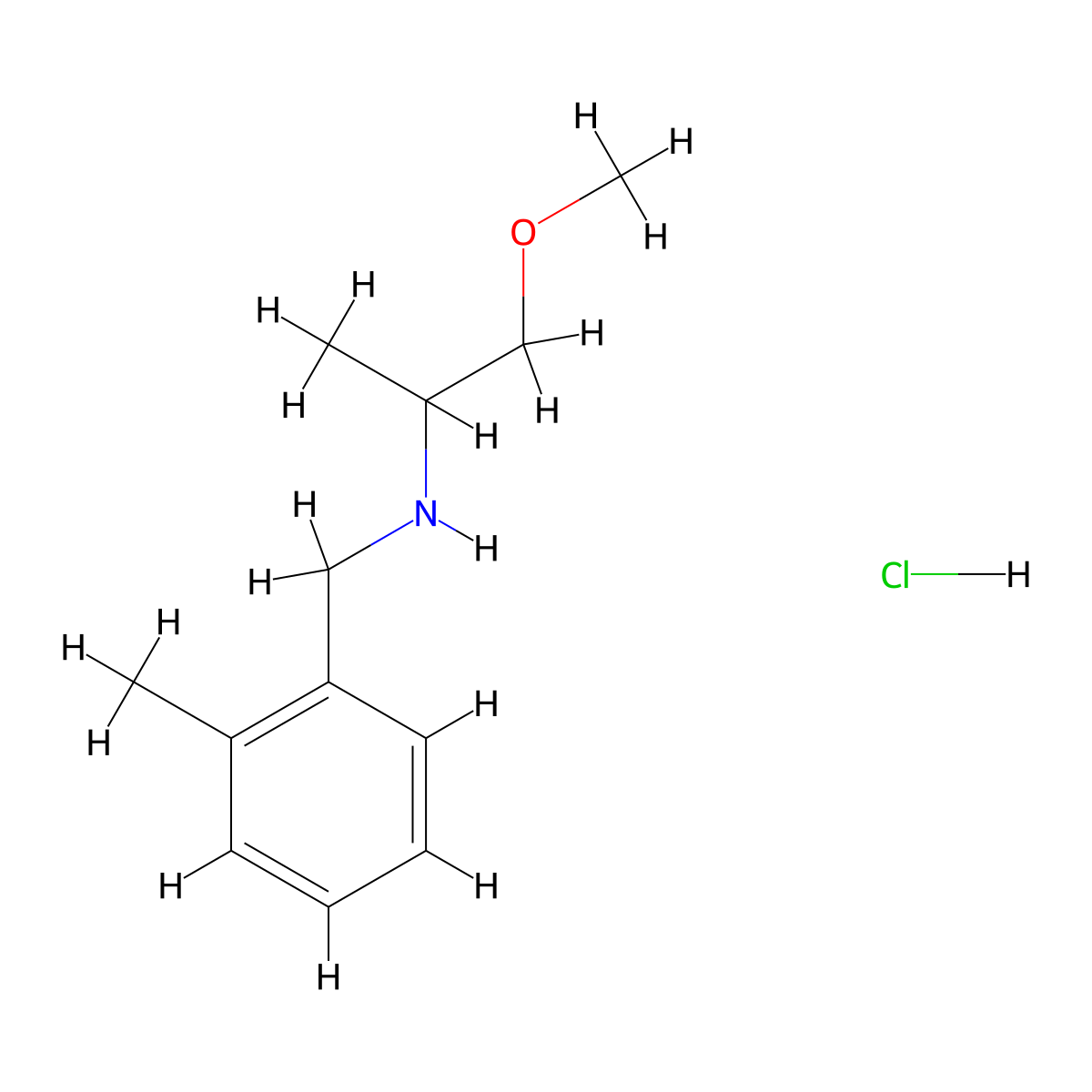 (2-Methoxy-1-methyl-ethyl)-(2-methyl-benzyl)-amine hydrochloride molecular structure, CAS 1185294-69-2
