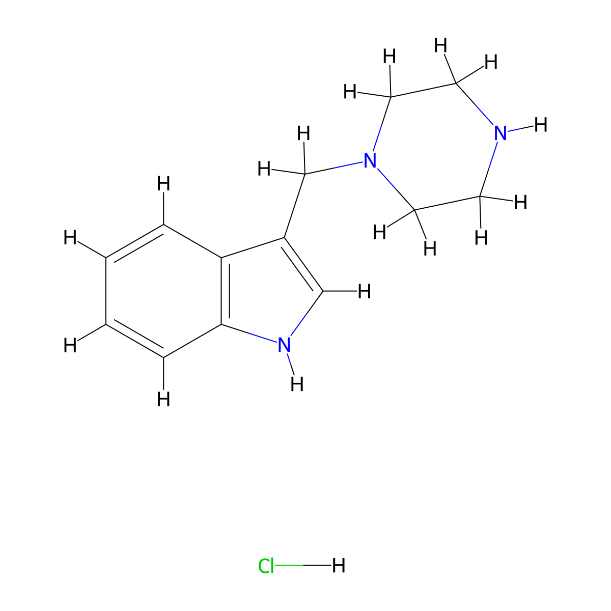 3-(1-Piperazinylmethyl)-1H-indole hydrochloride (1:1) molecular structure, CAS 1185294-70-5