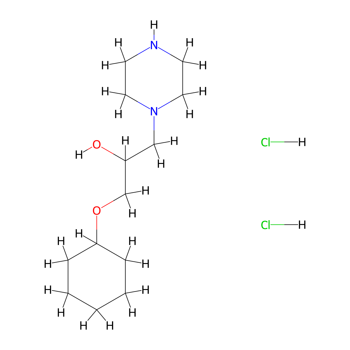 1-Cyclohexyloxy-3-piperazin-1-yl-propan-2-ol dihydrochloride molecular structure, CAS 1185294-71-6