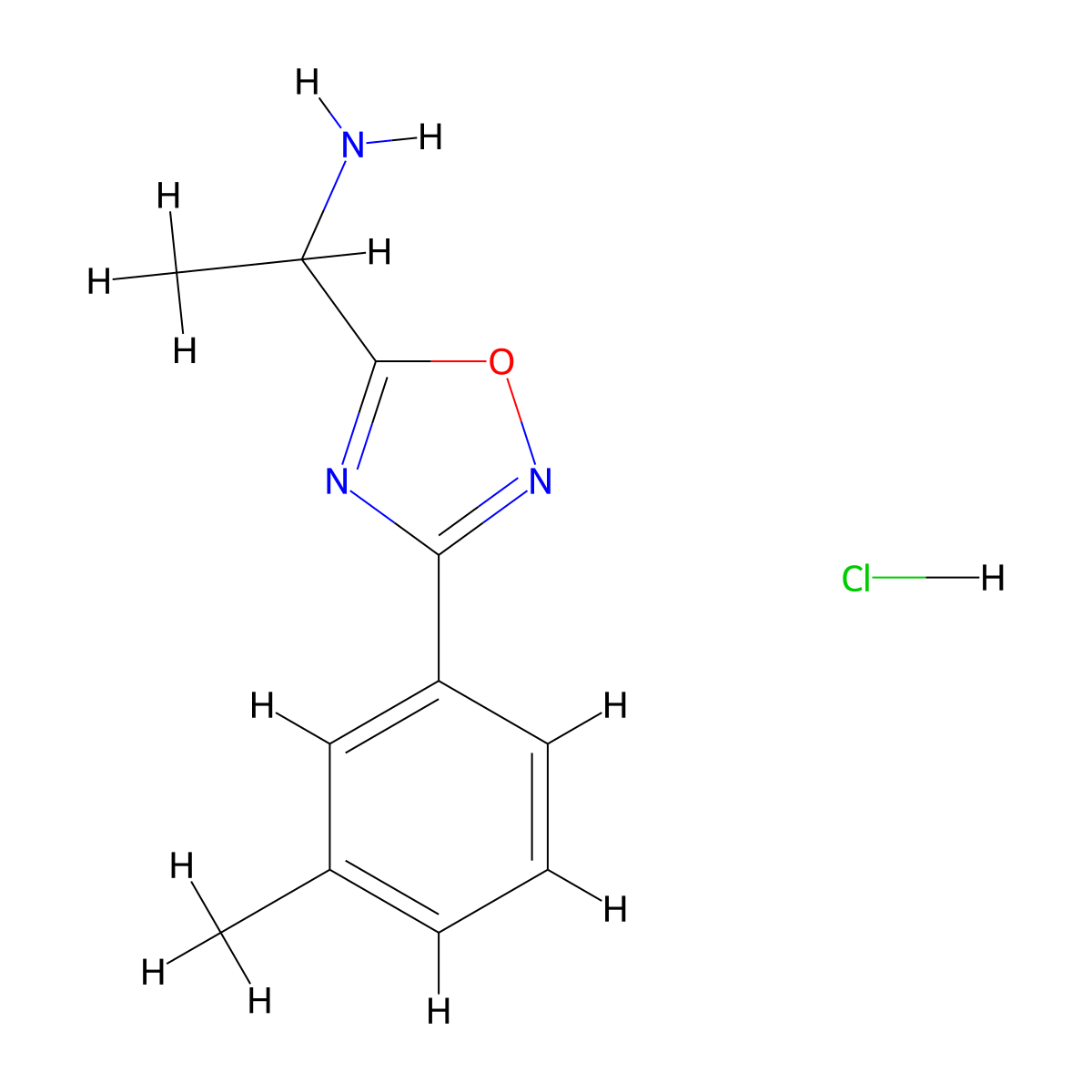{1-[3-(3-Methylphenyl)-1,2,4-oxadiazol-5-yl]ethyl}amine hydrochloride molecular structure, CAS 1185294-74-9