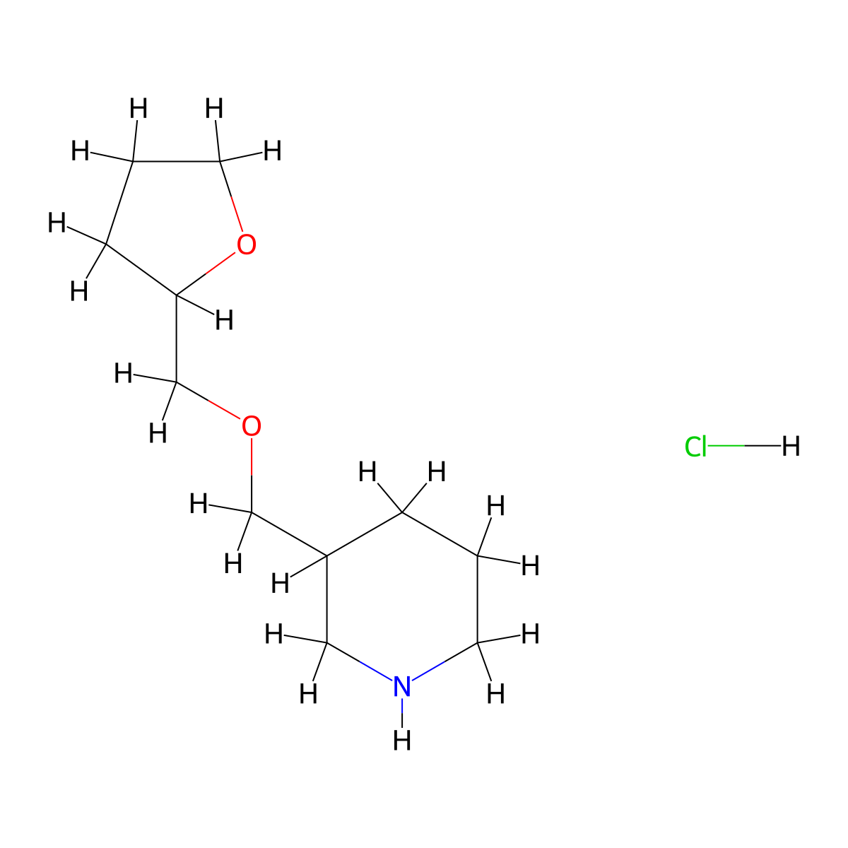 3-[(Tetrahydro-2-furanylmethoxy)methyl]piperidine hydrochloride molecular structure, CAS 1185294-75-0