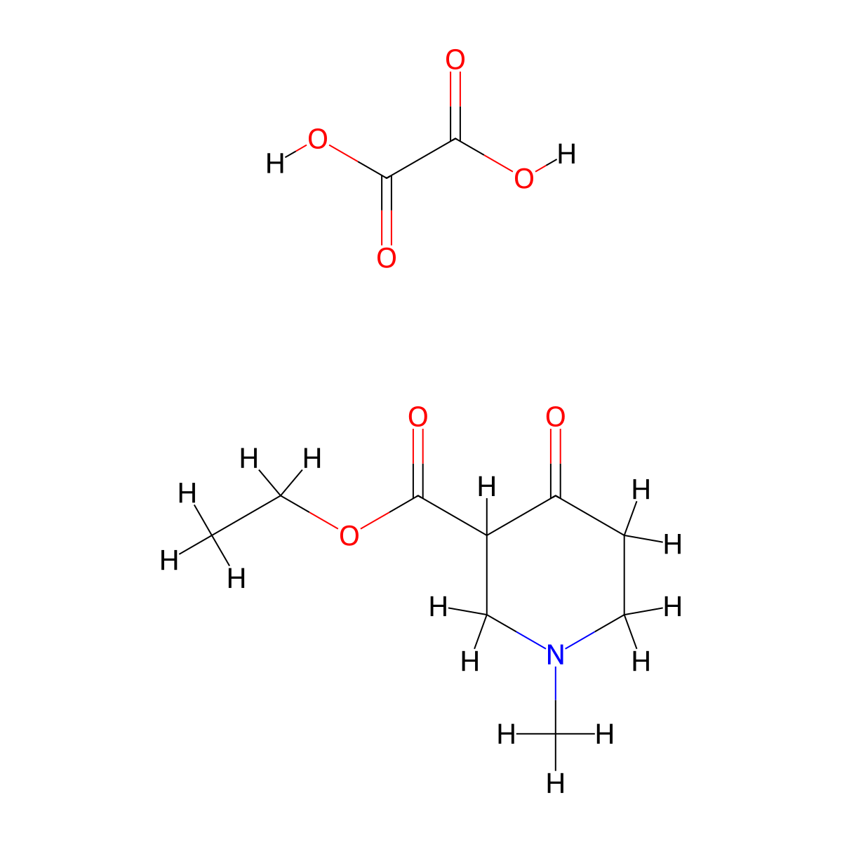 Ethyl 1-methyl-4-oxopiperidine-3-carboxylate oxalate molecular structure, CAS 1185294-81-8