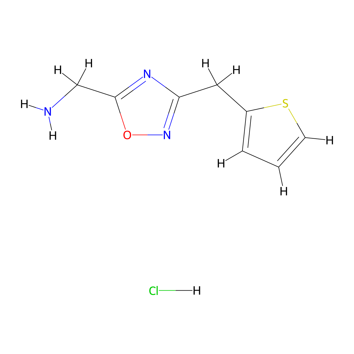 (3-(Thiophen-2-ylmethyl)-1,2,4-oxadiazol-5-yl)methanamine hydrochloride molecular structure, CAS 1185294-88-5