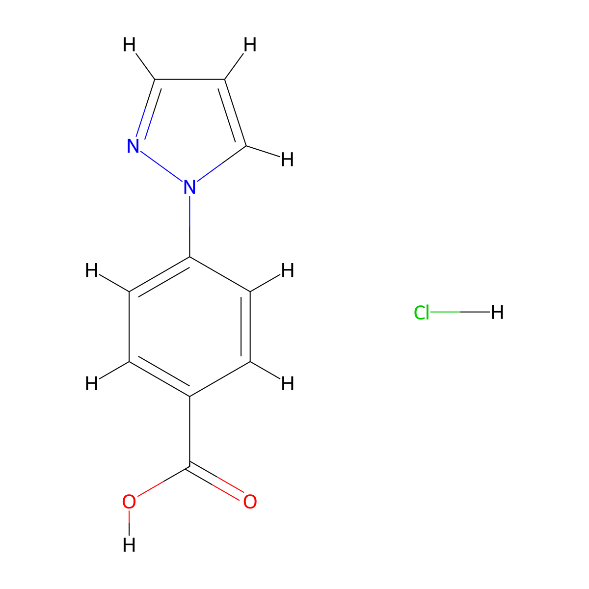 4-(1H-Pyrazol-1-YL)benzoic acid hydrochloride molecular structure, CAS 1185294-89-6