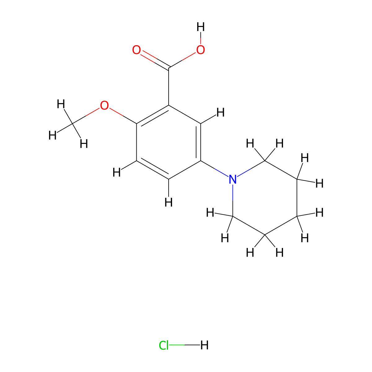 2-Methoxy-5-piperidin-1-YL-benzoic acid hydrochloride molecular structure, CAS 1185294-92-1