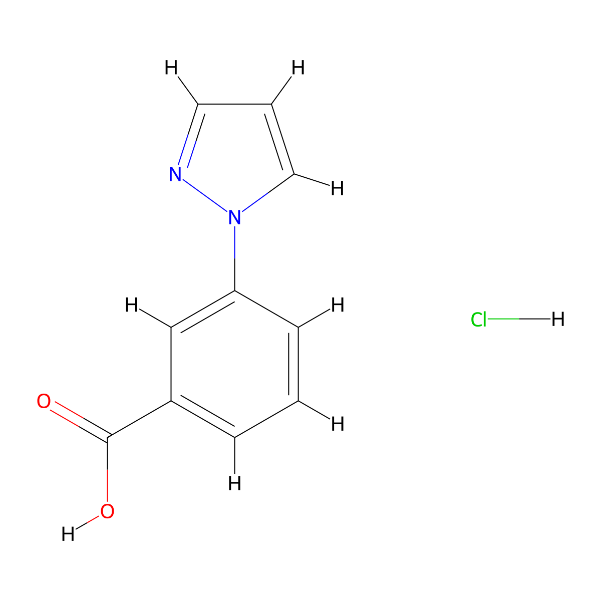 3-(1H-Pyrazol-1-YL)benzoic acid hydrochloride molecular structure, CAS 1185294-94-3