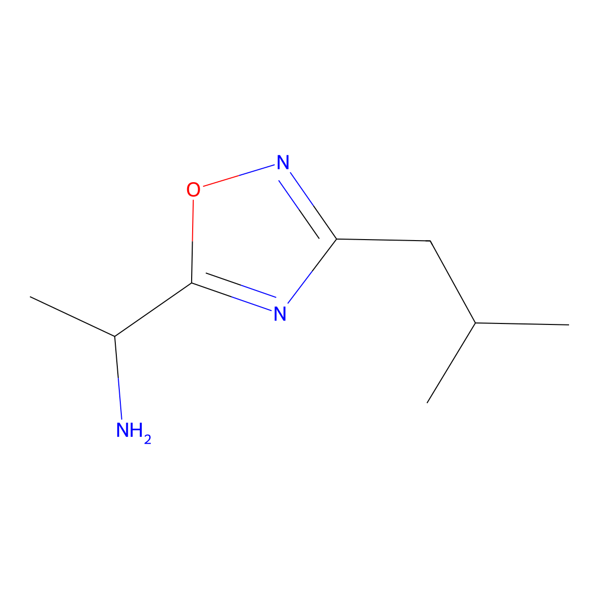1-(3-Isobutyl-1,2,4-oxadiazol-5-YL)ethanamine molecular structure, CAS 1185294-95-4