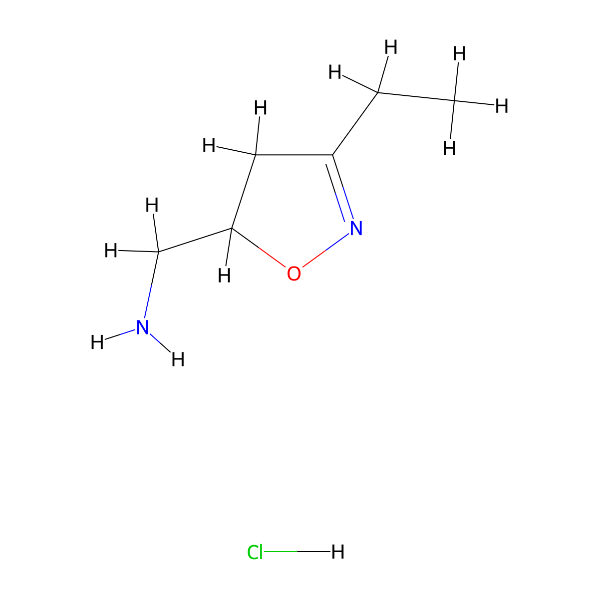 (3-Ethyl-4,5-dihydro-1,2-oxazol-5-yl)methanamine hydrochloride molecular structure, CAS 1185294-97-6