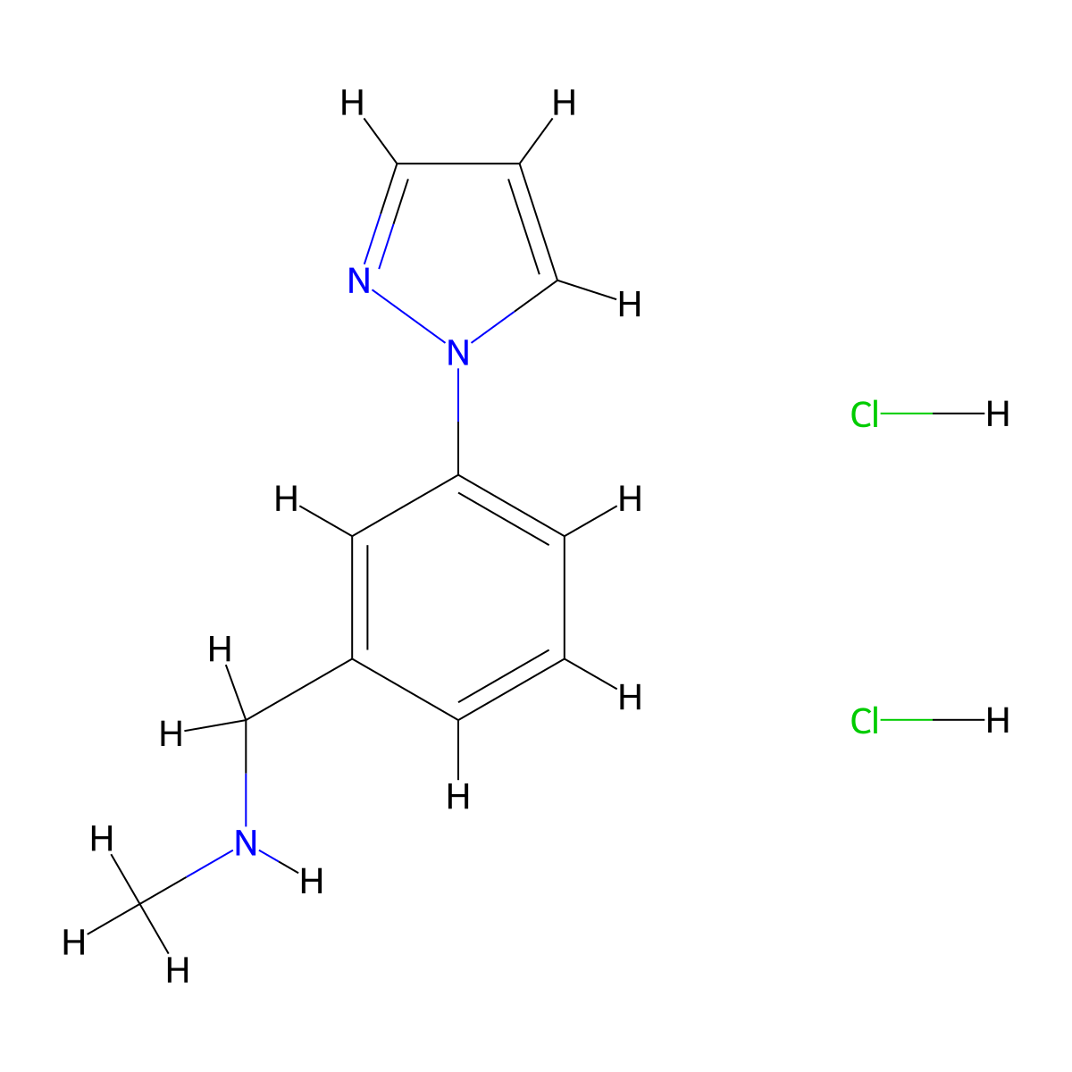 N-Methyl-1-[3-(1H-pyrazol-1-YL)phenyl]methanamine dihydrochloride molecular structure, CAS 1185294-98-7