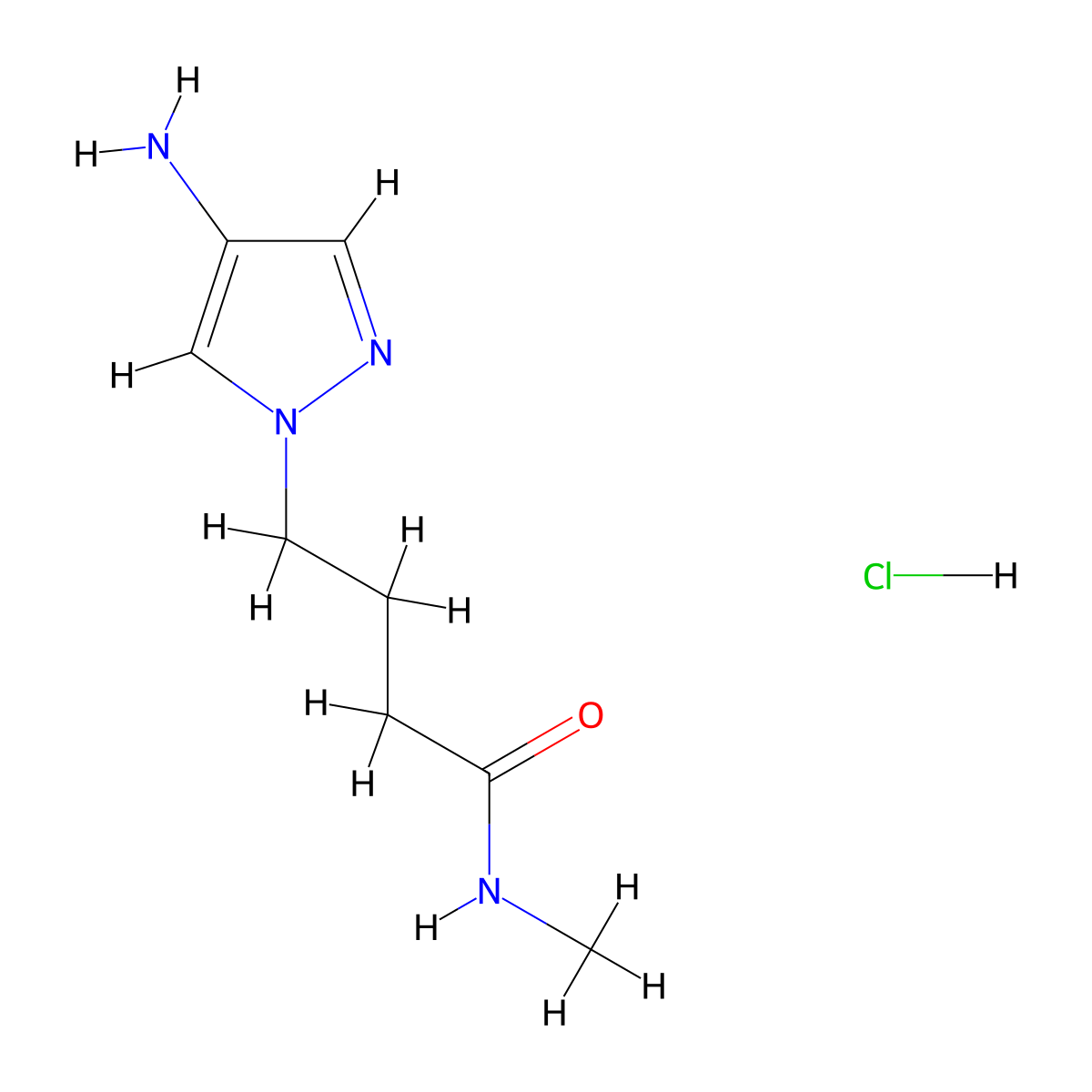 4-(4-amino-1H-pyrazol-1-yl)-N-methylbutanamide hydrochloride molecular structure, CAS 1185295-00-4
