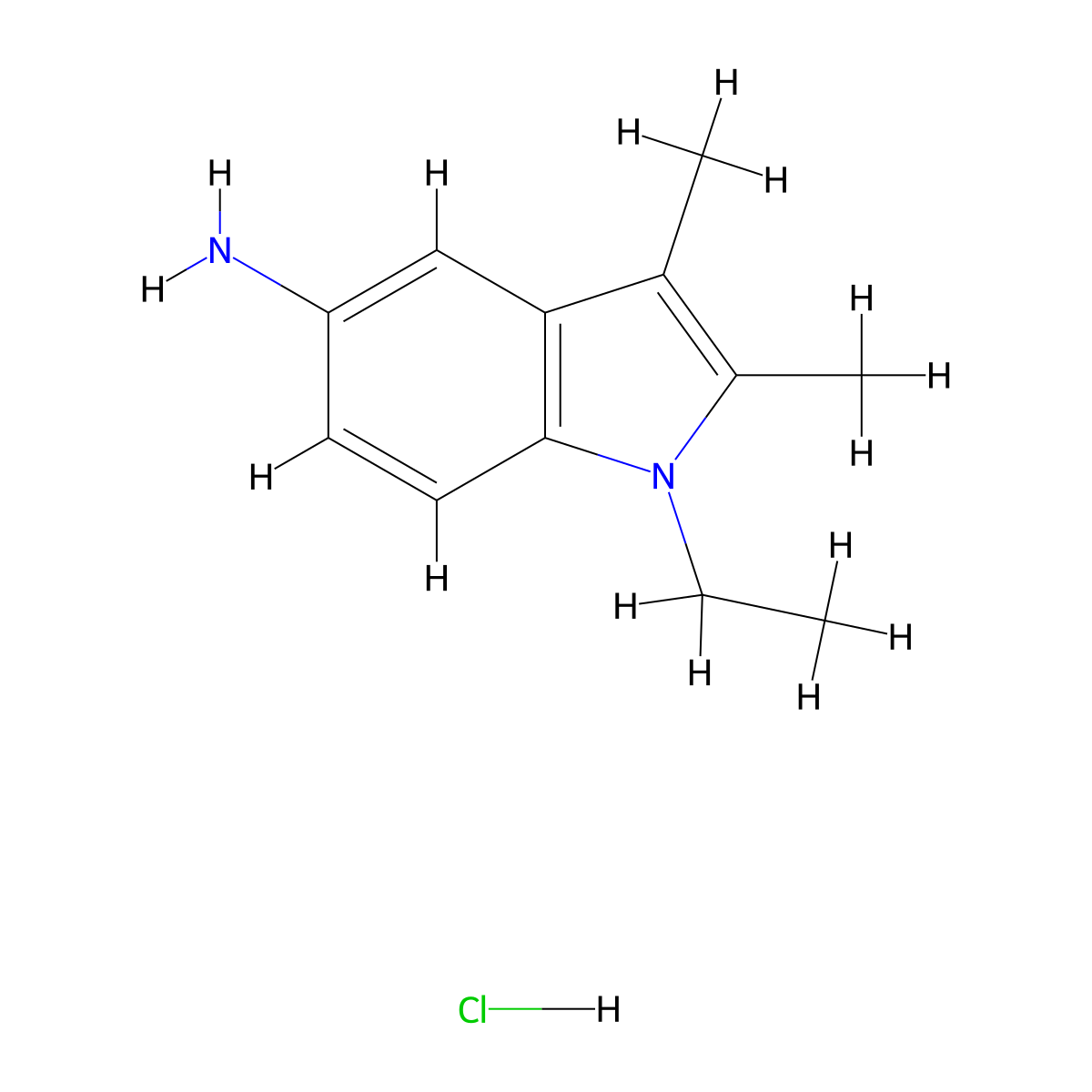 1-Ethyl-2,3-dimethyl-1H-indol-5-ylamine hydrochloride molecular structure, CAS 1185295-03-7
