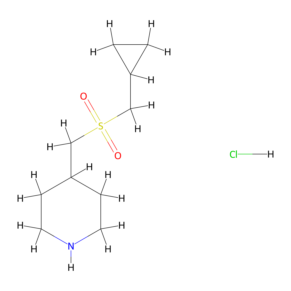 4-{[(Cyclopropylmethyl)sulfonyl]methyl}piperidine hydrochloride molecular structure, CAS 1185295-04-8