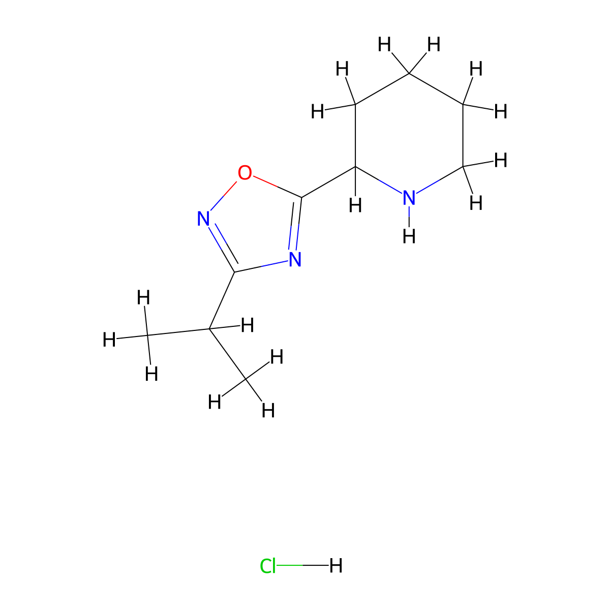 2-(3-Isopropyl-1,2,4-oxadiazol-5-yl)piperidine hydrochloride molecular structure, CAS 1185295-14-0