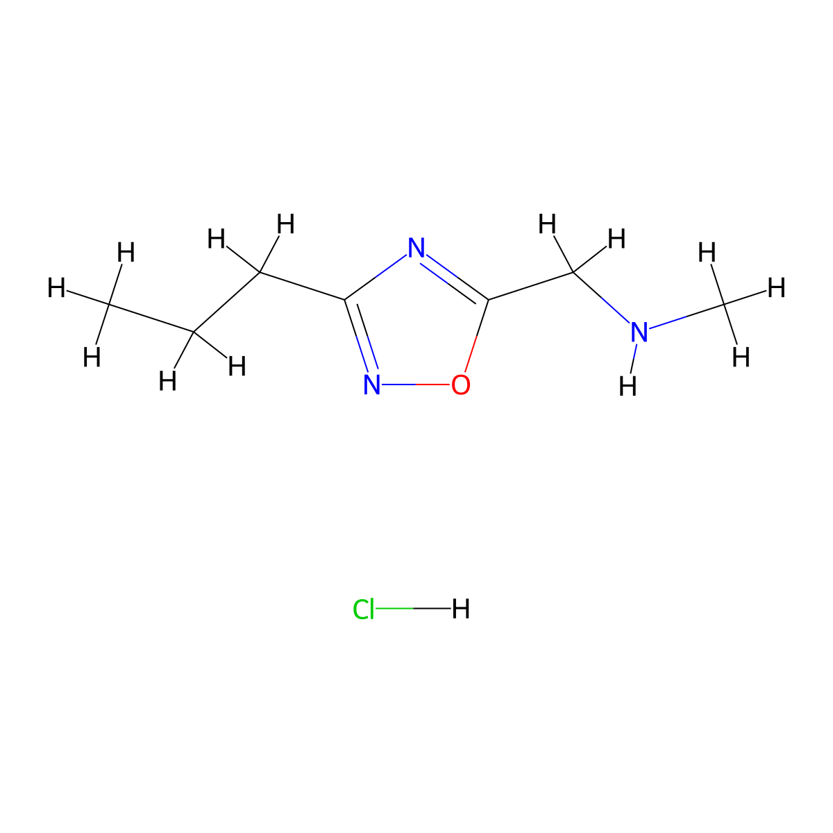 N-methyl-1-(3-propyl-1,2,4-oxadiazol-5-yl)methanamine hydrochloride molecular structure, CAS 1185295-15-1