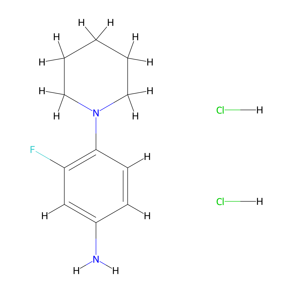 3-Fluoro-4-(piperidin-1-yl)aniline dihydrochloride molecular structure, CAS 1185295-16-2