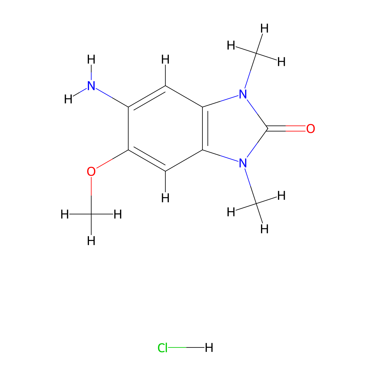 5-Amino-6-methoxy-1,3-dimethyl-1,3-dihydro-benzoimidazol-2-one hydrochloride molecular structure, CAS 1185295-24-2